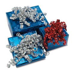 Gift Wrapping Tips from the Pros red and silver curls
