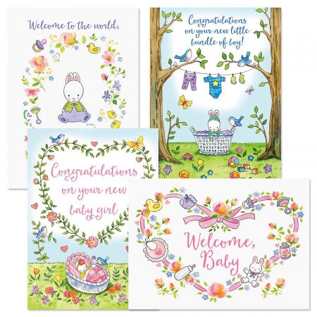 On The Birth Of Your Baby Girl Newborn Greetings Card Cute Rabbit 